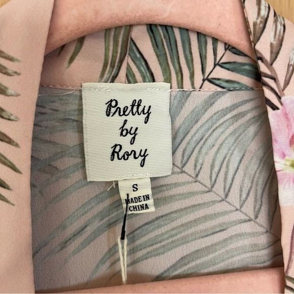 NWT Rory Frida Hawaiian Floral Kimono Flare Sleeve Blush Sz S Beach Boho Cover - Picture 6 of 10
